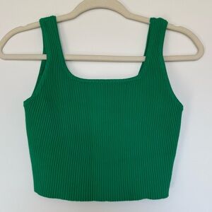 Kelly Green Knit Cropped Tank Top
